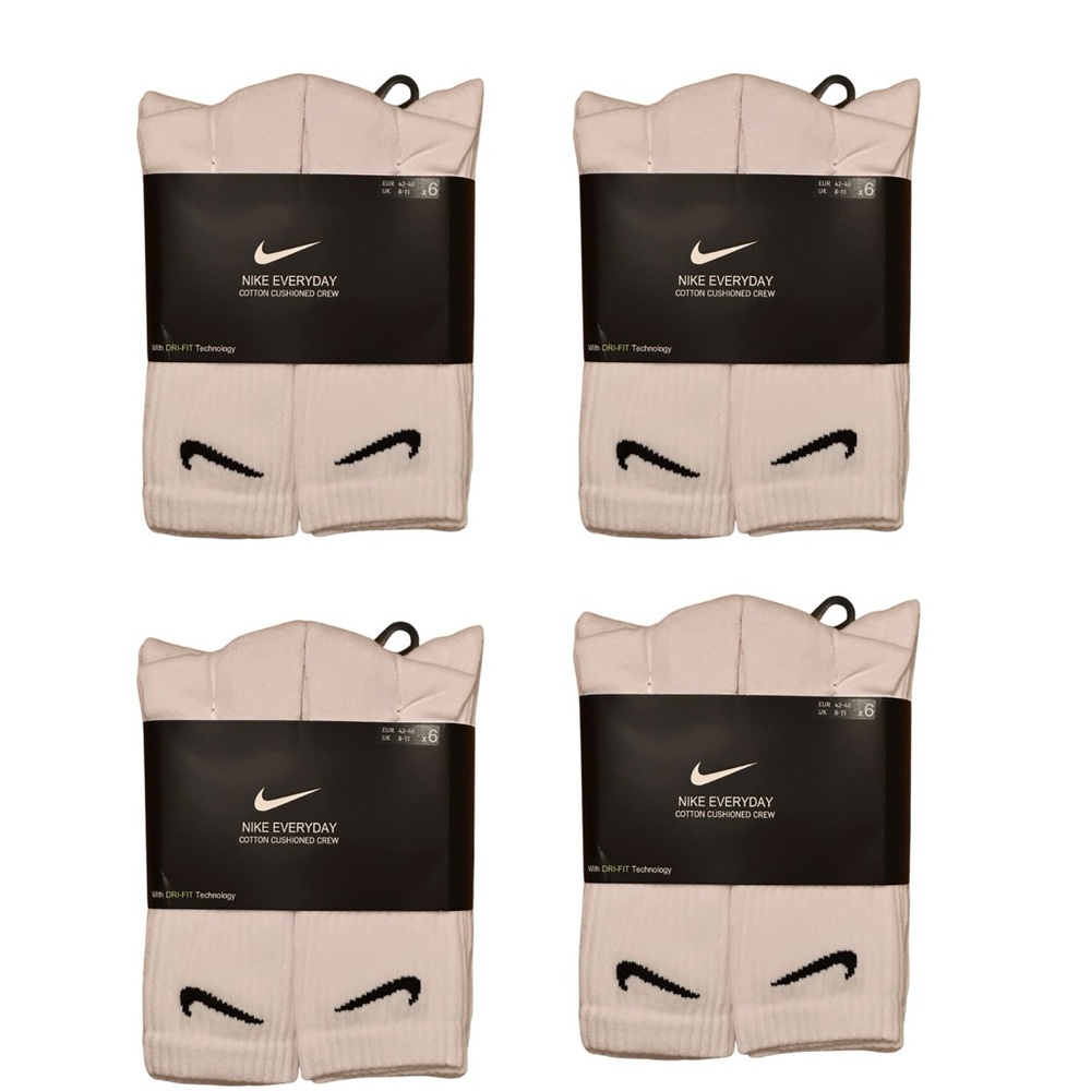 Nike Everyday 4 packages White Crew Socks 24 socks